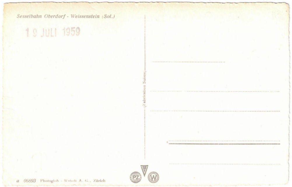 Cartoline postali: Weissenstein -  Sessellift – Usato da Binningen venduto da Mountainrider 1