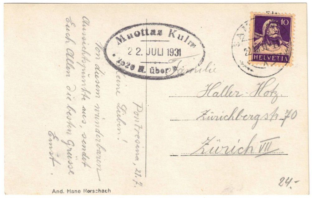 Cartoline postali: St. Moritz - Standseilbahn Muottas Muragl Bergstation – Usato da Binningen venduto da Mountainrider 1