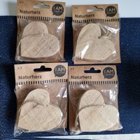 4 Pack Neue Naturherzen aus Holz à 2 HERZEN mit Schnur, ORV.