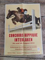 Plakat Poster antik Concours Hippique Interlaken 1954