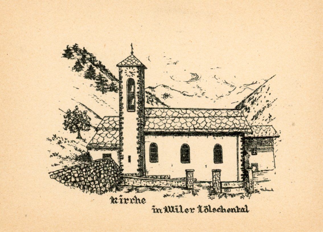 Cartoline postali: Wiler  VS  im Lötschental   -    Kirche – Usato da Brig venduto da Valcards54
