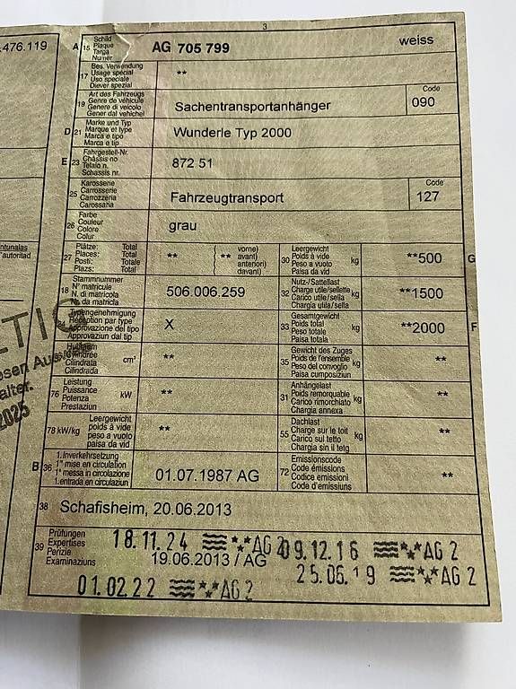 Remorques: Anhänger Wunderle Typ 2000 – D'occasion à Döttingen par bir_2pvt 4