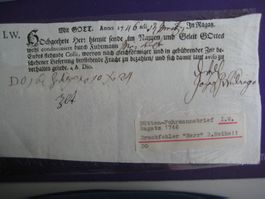 Fuhrmannsbrief Bad Ragaz von 1746 !!!