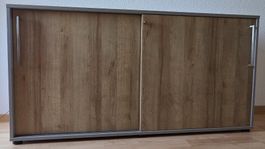 Armoire de bureau corps argent / porte chêne sauvage