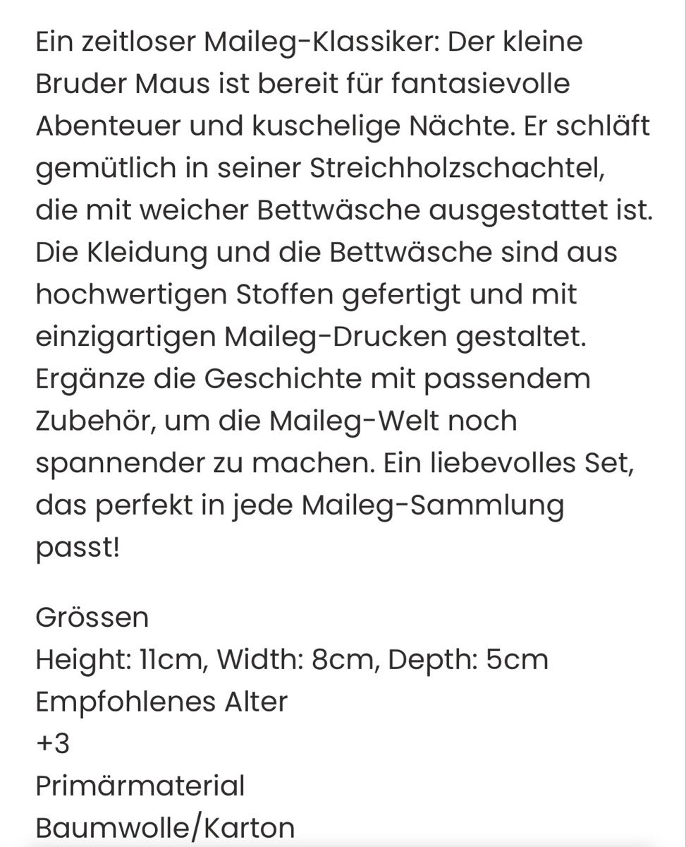 Maileg Giocattoli: Kleiner Bruder Maus..Neu..Maileg – Nuovo (secondo la descrizione) da Hünenberg venduto da Smile77.. 6