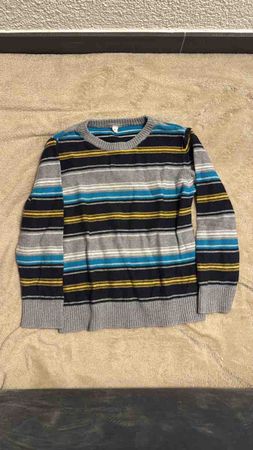 Kinder Pullover gestreift blau gelb grau Grösse 104