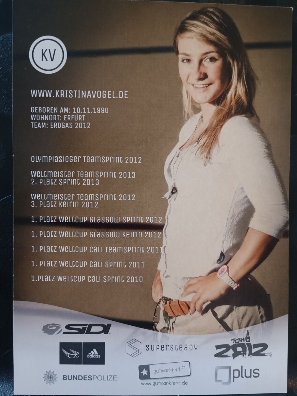 Autogramme: Kristina Vogel - Radsport - Handsigniert – Gebraucht aus Menziken von Artographs 1