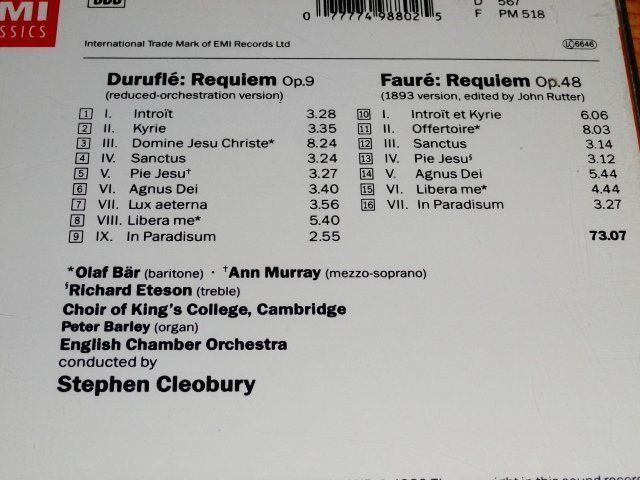 CD: Stephen Cleobury - Olaf Bär, Ann Murray, Peter Barley, – Usato da Engelberg venduto da margol 2