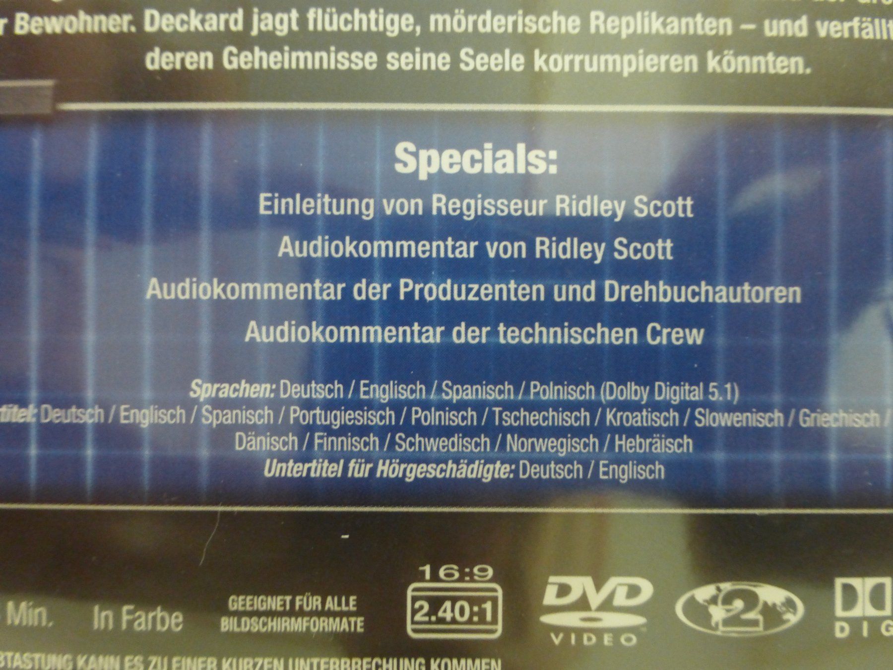 Alle DVDs: Blade Runner Final Cut Sci Fi Ridley Scott DVD – Gebraucht aus Zumikon von psisound 2