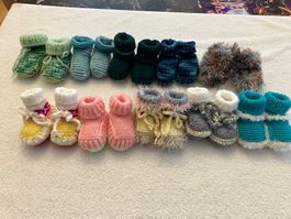 1 Paar handgestrickte Babyschuhe/Babyfinken zur Auswahl
