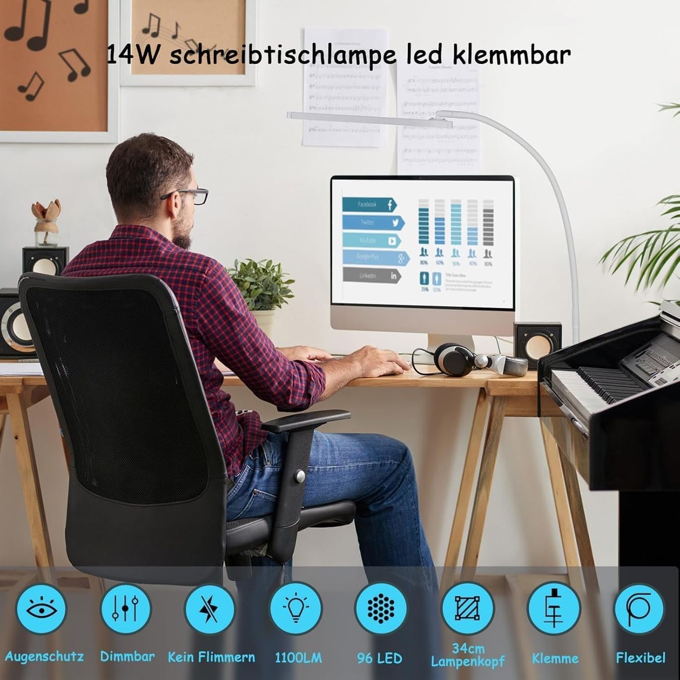 Lampade: LED Schreibtischlampe mit Klemme & Dimmfunktion – Nuovo e nell'imballaggio originale da Nuglar venduto da SaleRitter 1