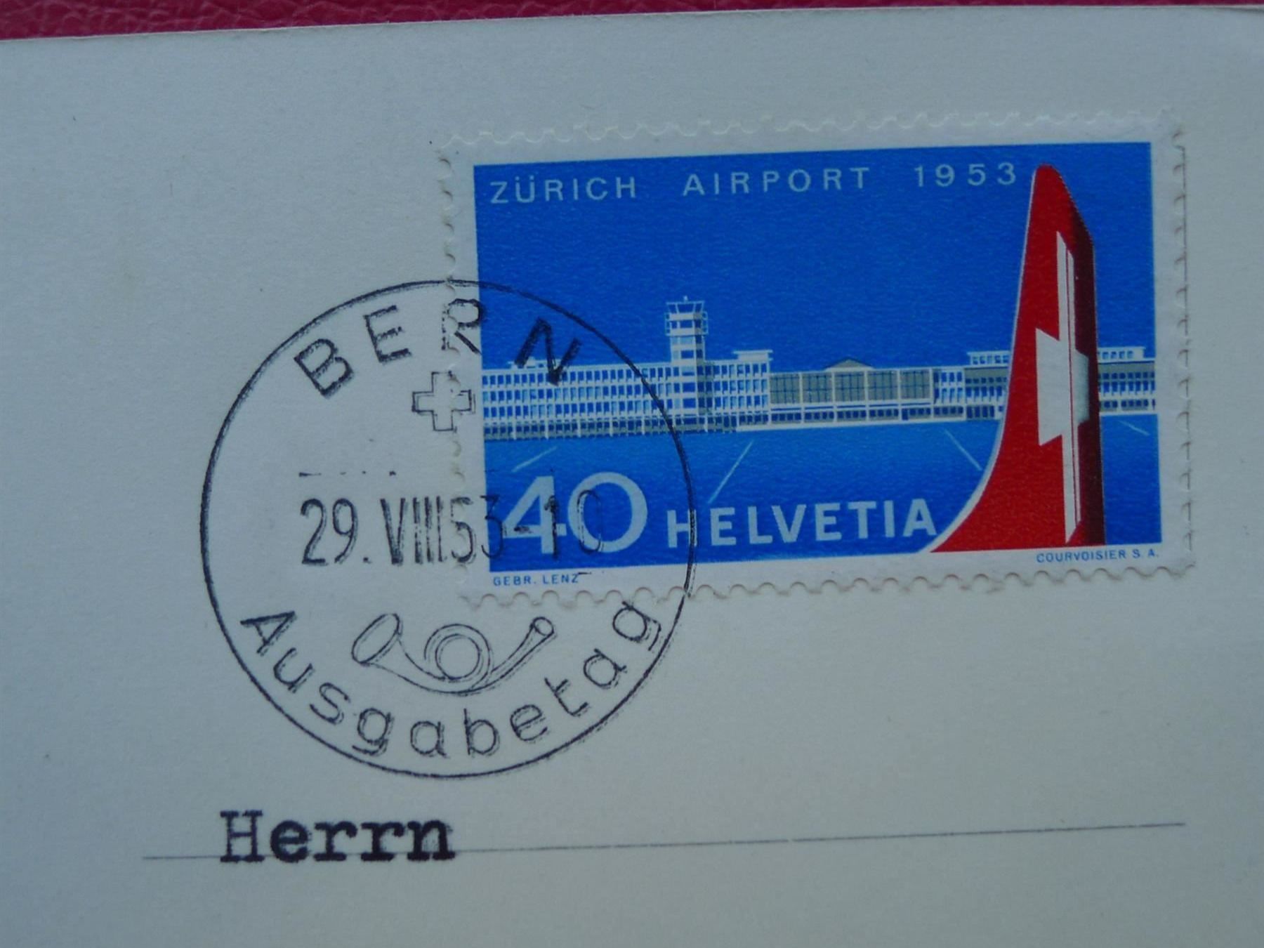 Tutti i francobolli: 1953, Nr.313 FDC auf passender Postkarte – Usato da Sursee venduto da Luzernerraute 1