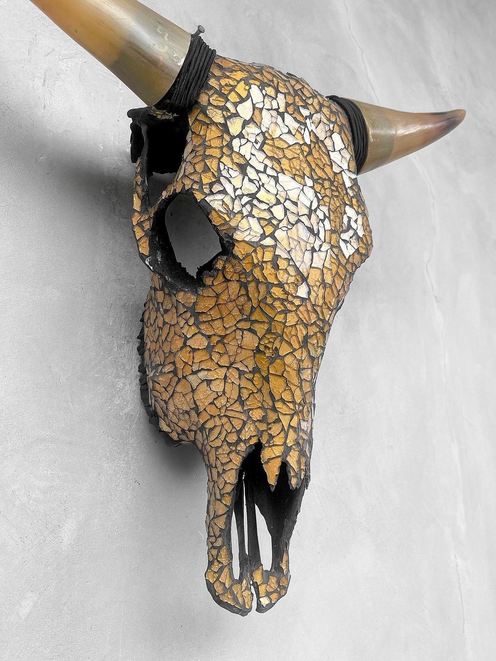 Sculture & Statue: Glasmosaik-Inlay - Schädel - Bos Taurus – Usato da Bruettisellen venduto da Collector_Store 1