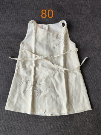 Gr. 80 Kleid Weiss aufgestickt