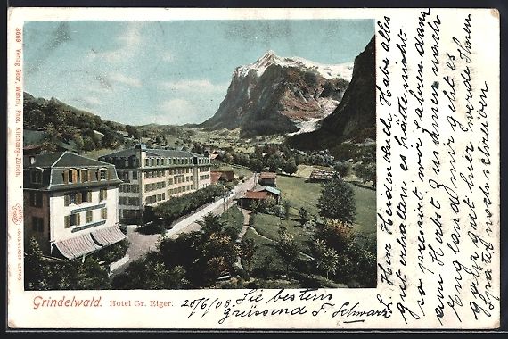 Ansichtskarten: AK Grindelwald, Hotel Gr. Eiger, 1903 – Gebraucht aus Berlin von bartko-reher