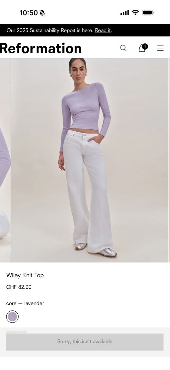 Reformation Top: Reformation Wiley Knit Top Lavender Size S – Usato da Uster venduto da b4x_ric 2