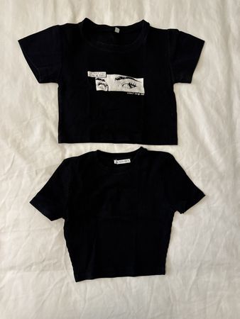 Lot de 2 T-shirts noirs taille S Zara et Shein