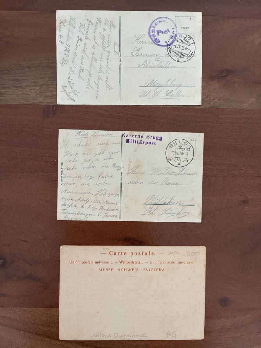 Ansichtskarten: 3 Ansichtskarten Schweiz Brugg AG – Gebraucht aus Oftringen von Cla.vD.74 1