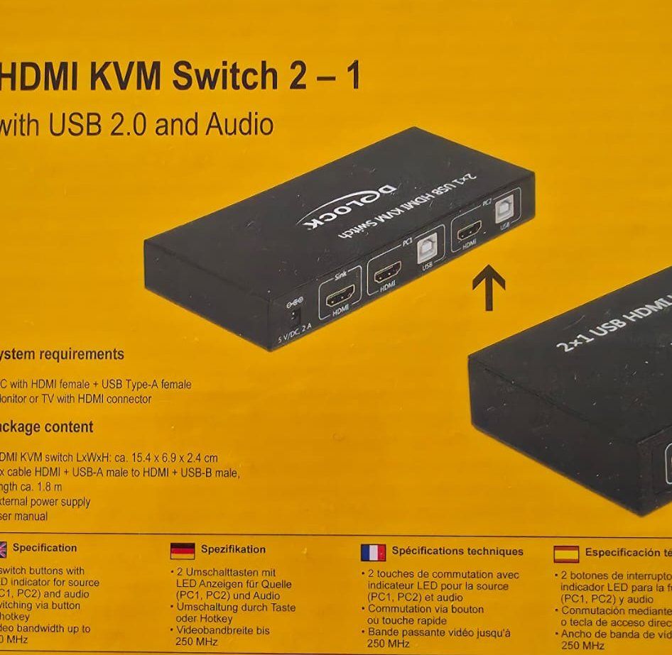 Hub & Switch: Delock HDMI KVM Switch 2-1 mit USB 2.0 und Audio – Nuovo e nell'imballaggio originale da Samstagern venduto da gilido01 1