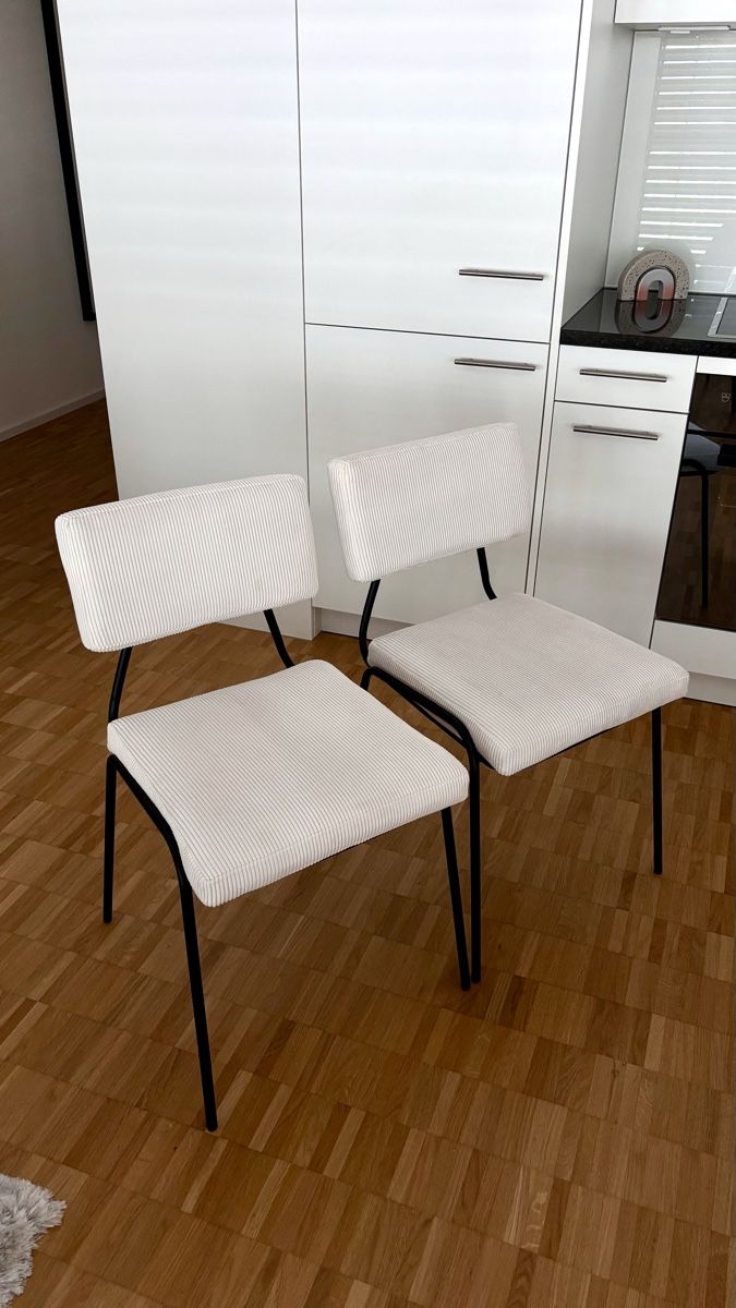Westwing Sedie: 2 Cord-Polsterstühle in Weiss – Nuovo (secondo la descrizione) da Basel venduto da yannis_s