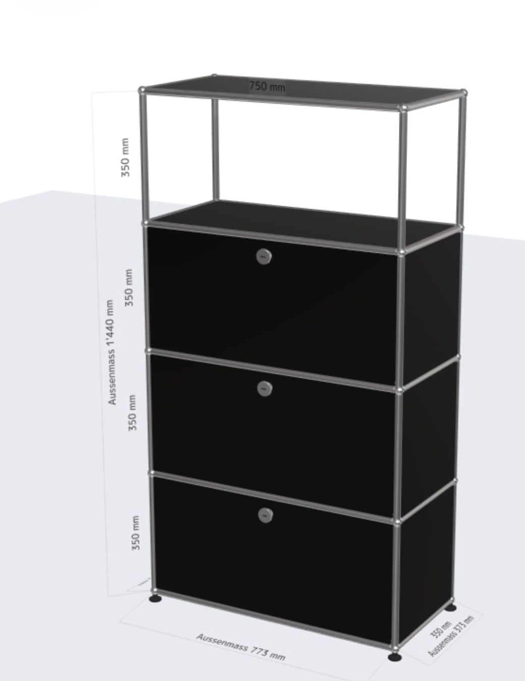 USM Scaffali: USM Haller Regal in Schwarz – Usato da Pfaffhausen venduto da only.lux 1