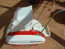 Wisa Gloria Econom Puppenwagen 50er Jahre rot weiss cool