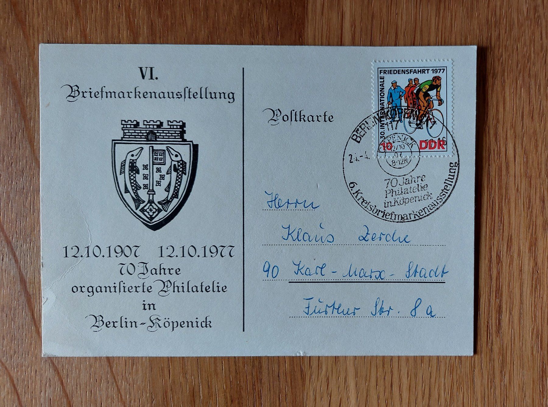 Cartoline postali: 1 Postkarte ehemalige DDR 1977 – Usato da Küsnacht ZH venduto da MADZH