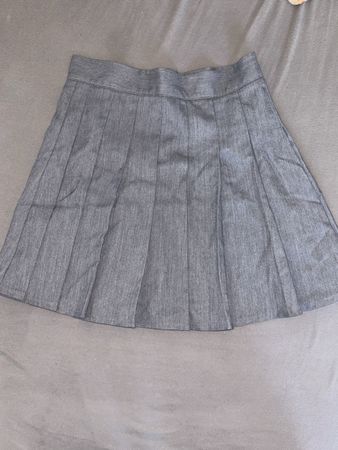 GREY PLEATED MINI SKIRT