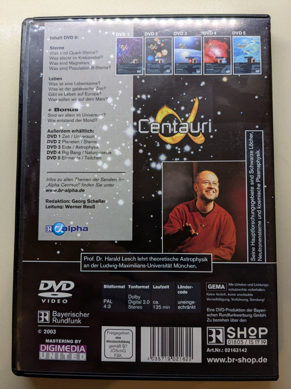 Tutti i DVDs: "Alpha Centauri 6" mit Prof. Dr. Harald Lesch [DVD] – Usato da Port venduto da gecotom 1
