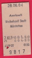 KARTON BILLETT, AMRISWIL - MÄRSTETTEN, 2.KLASSE, EINFACH