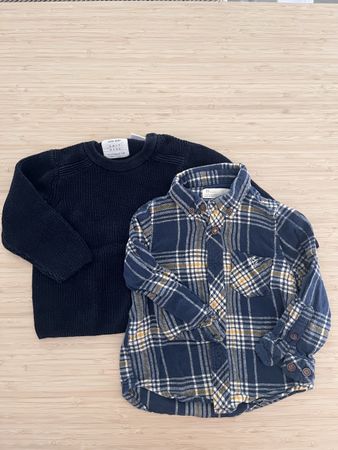Lot  garçon Zara 12/18 mois (pull + chemise à carreaux)