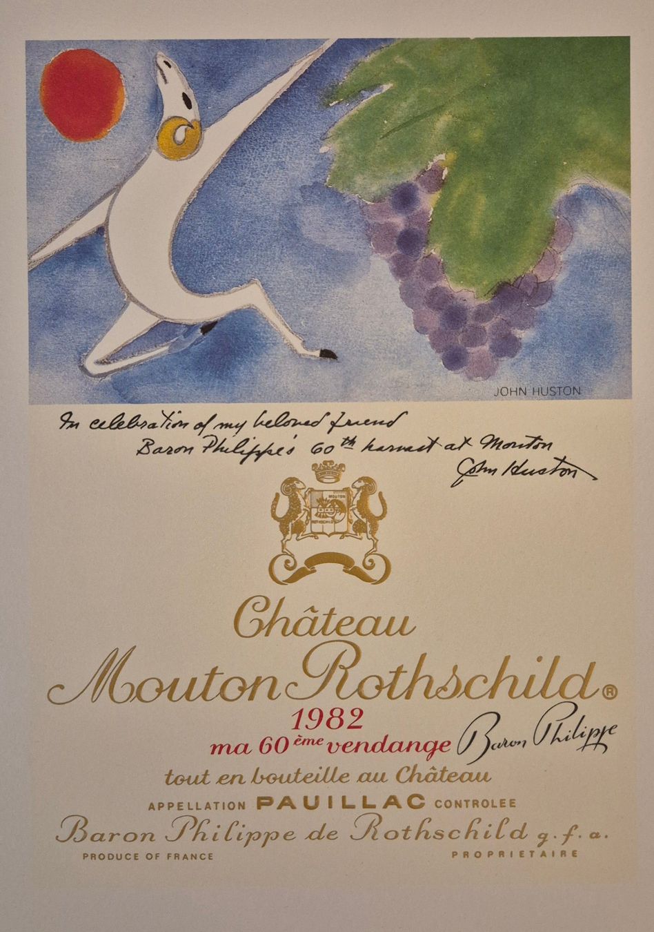 Arts picturaux & lithographies: Mouton Rotschild Litho, 1982, John Huston – D'occasion à Luzern par Louis-XVI