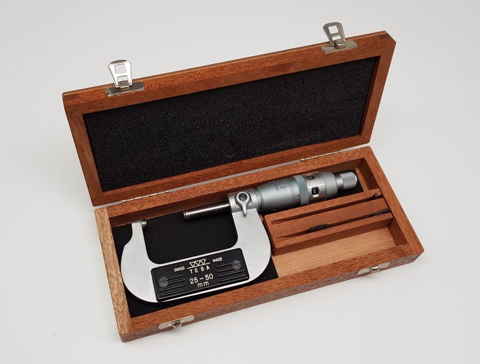 Spiralmikrometer 25–50 Mm – Außenmessgerät Aus Kohlenstoffstahl, Mit Verriegelung, 0,01 Mm Auflösung – Für Präzise Durchmesser- & Zahnradmessung