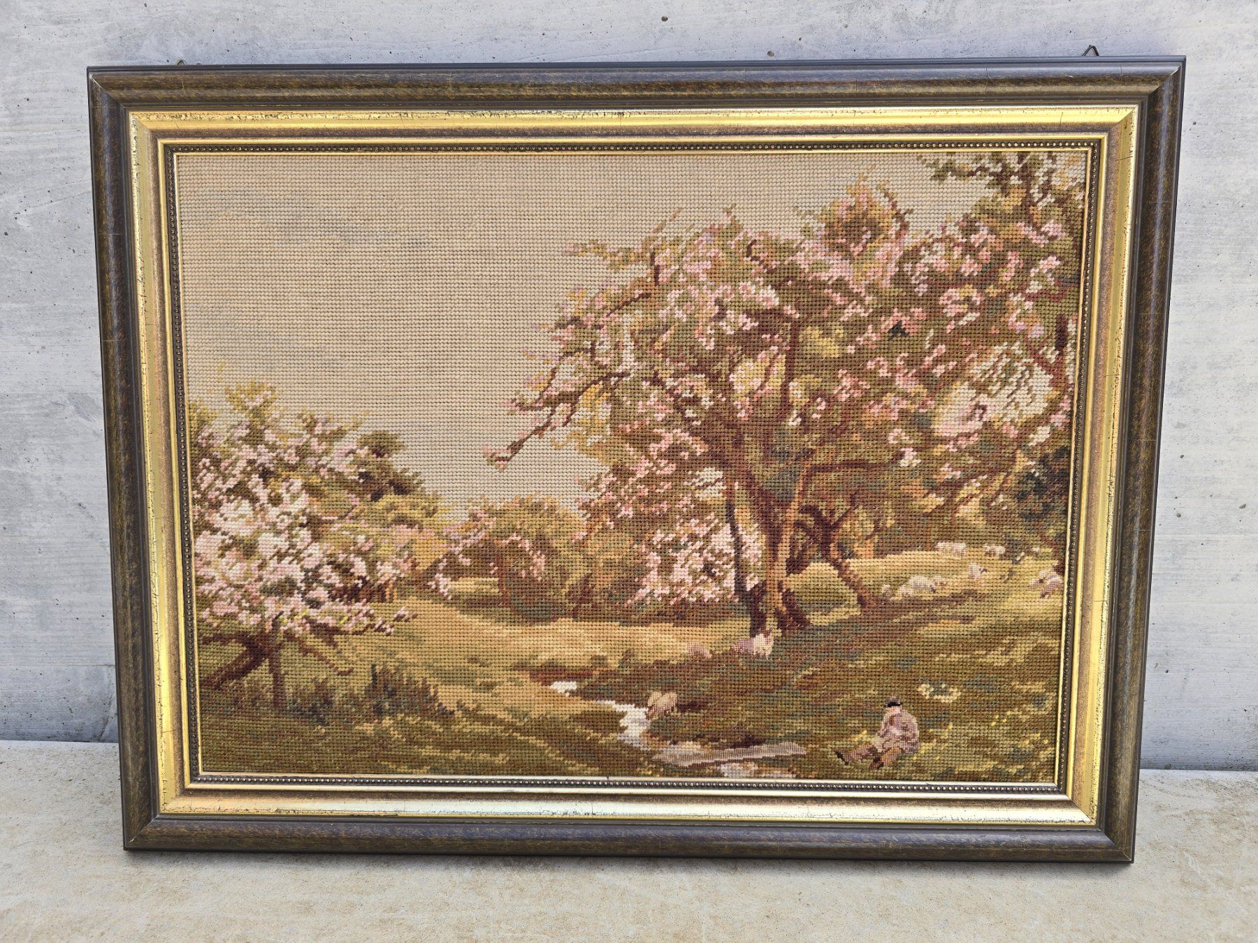 Foto & Immagini: Gobelin Stickbild Wandbild Landschaft mit Goldrahmen – Usato da Zofingen venduto da Loop_ReSale