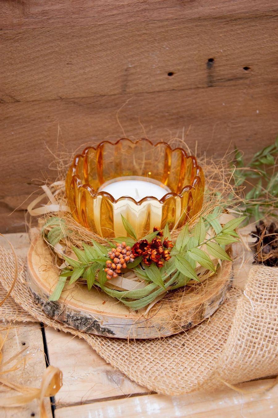 Tutte le decorazioni: Windlich orange, mit Naturmaterialien, Herbstdeko, handmade – Usato da Unterentfelden venduto da mag-images