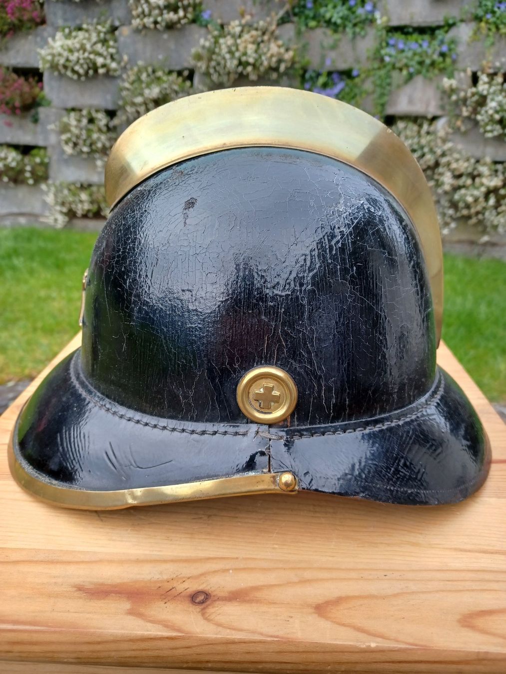 Uniformi: 1 alter Lederhelm, AK, Feuerwehr, antik – Usato da Horw venduto da Mikesch108 1