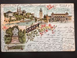 Postkarte Gruss aus Basel 1898 Litho (P445)