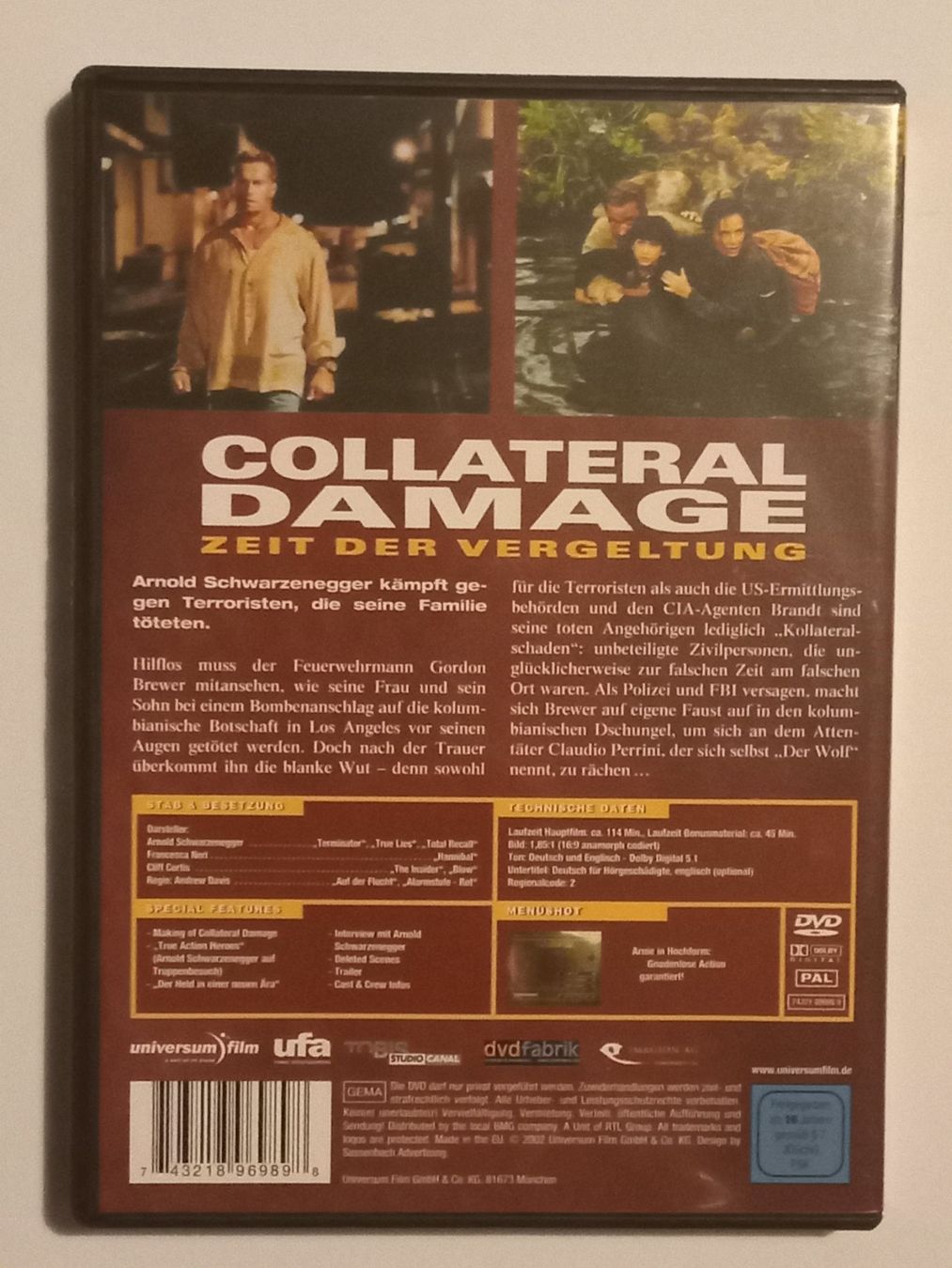 Tutti i DVDs: E3 DVD - Schwarzenegger / COLLATERAL DAMAGE (de) - neu – Nuovo (secondo la descrizione) da Urtenen-Schönbühl venduto da chr_hf86 1