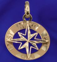 Herren Schmuck Anhänger Kompass 585 Gold 14 Karat