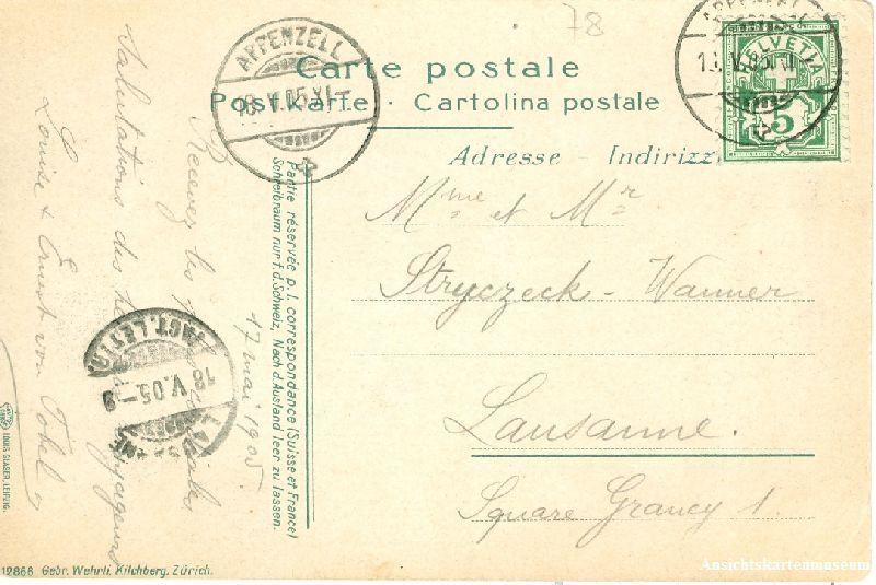 Cartoline postali: Appenzell - Prozession + 1905 – Usato da Emmenbrücke venduto da teestube 1