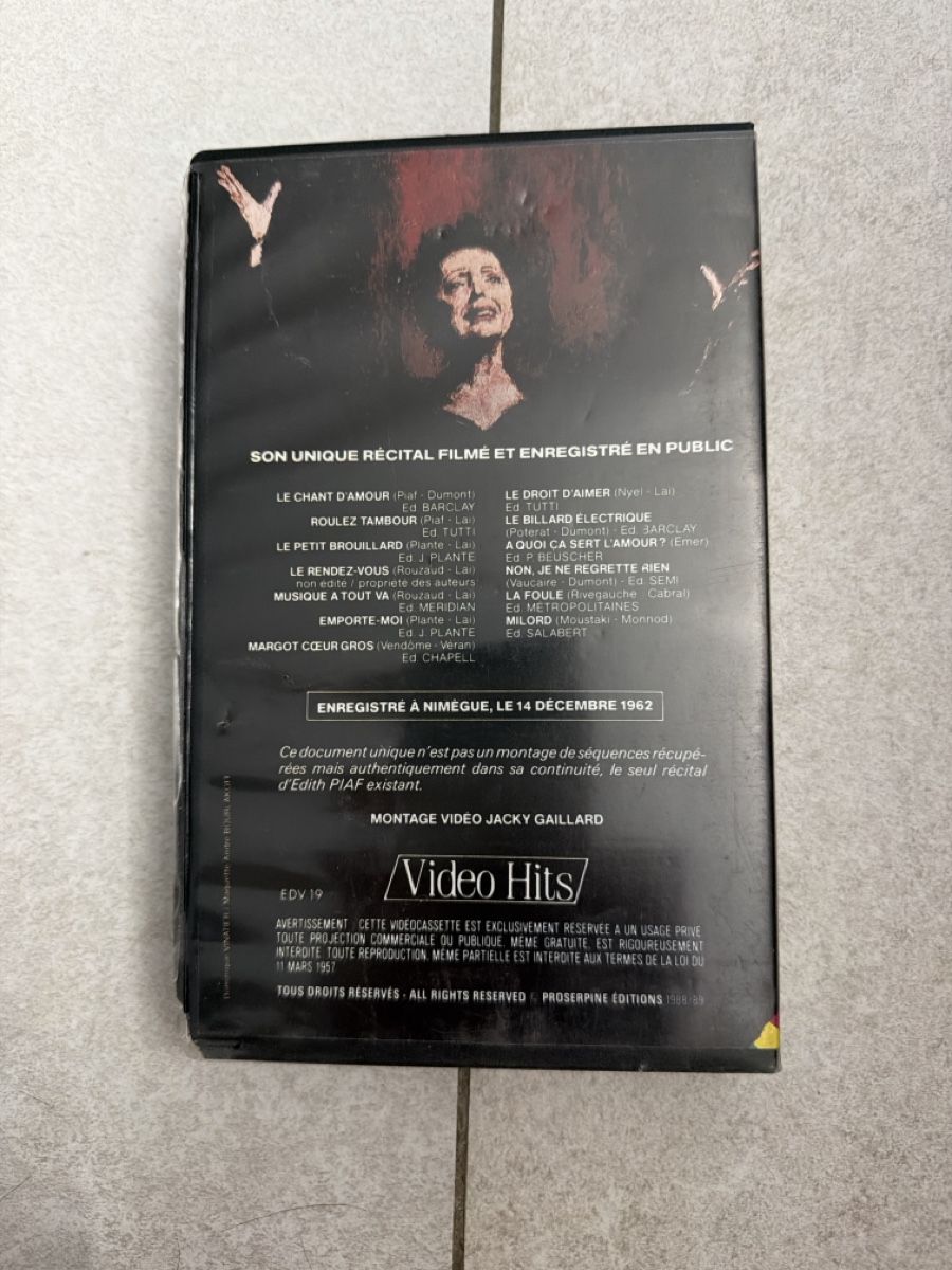 Alle VHS: VHS Edith Piaf Live 1962 PAL V.F. 52 min – Gebraucht aus Martigny von Jacoosh1234 2