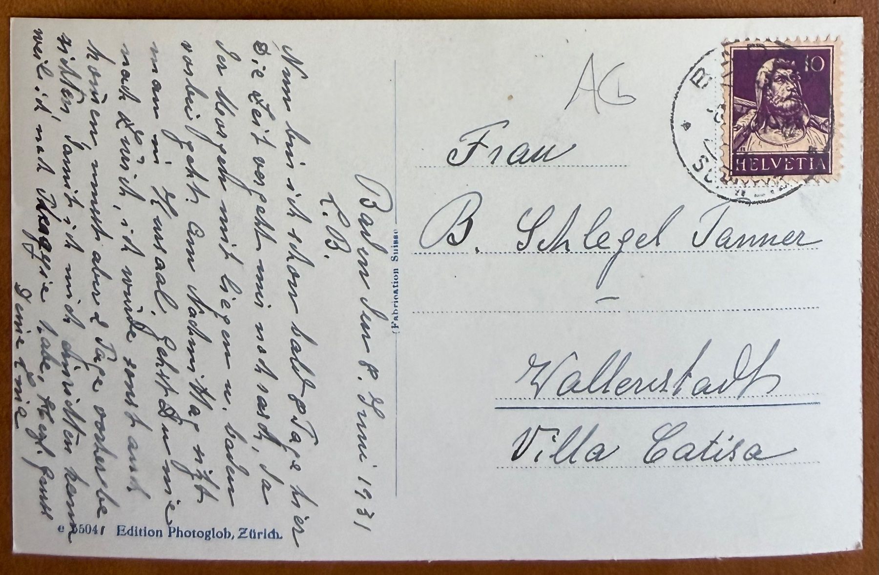 Cartoline postali: Baden - Casino 1931 – Usato da Lutry venduto da Ediego 1