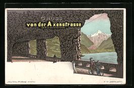 Litho Axenstrasse am Vierwaldstättersee