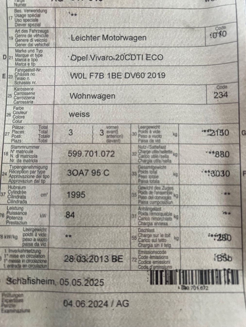 Veicoli da campeggio: Campervan Opel Vivaro Selbstausbau – Usato da Würenlingen venduto da Activia 3