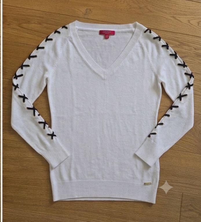Guess Maglioni & Felpe: Damen Pullover GUESS Weiss Grösse S mit Schnürung – Nuovo (secondo la descrizione) da Laufen venduto da mina-chan