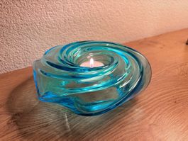 Bougeoir Murano bleu turquoise, édition limitée, NEUF