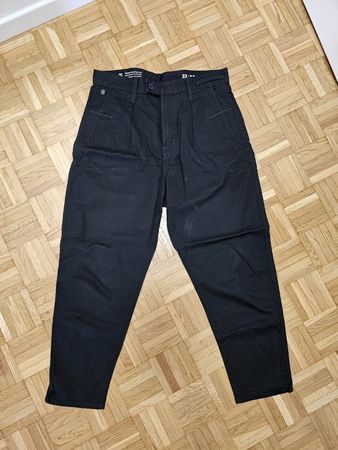 G-Star RAW Black Tapered Trousers – W33 L32 – Pleated Chino
