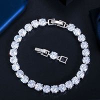 CWW Zircons Silver Big Round Cubic Zirconia Bracelet w/ext