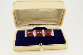 FEUEROPAL-DIAMANT-EMAIL-BROSCHE Gold 750