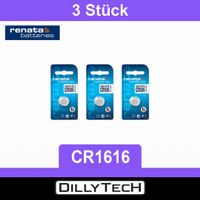 Renata CR1616 Lithium Knopfzellenbatterie - 3 Stk.